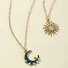 Choker Hippie Vintage podwójny naszyjnik Pearl Sun Moon for Women Wiselant Chains Biżuteria niezależna estetyka