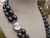 Chains Beautiful 2 Rows 11-13MM Tahitian Black PEARL NECKLACE 17-18"