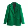 Femmes Costumes Blazers Ensembles Bureau Dames Élégantes Vêtements De Travail Outfit Femme Poche Veste Vert Manteau Deux Pièces Costume Bouton Lâche Blazer 230227