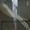 Ljuskronor långa kristallljus fixtur ledde modern spiral lyxkronkrona amerikanska trappor som lyser droppljushöjd 300 cm