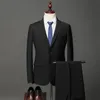 Men's Suits Blazers High Quality Blazer Trousers Men's British Style Senior Simple Business Casual Elegant Fashion Gentleman Slim Suit Two Pieces 230227