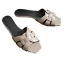 Sommar lyxdesign kvinnor naken l￤der toffel glidskor sandal hyllning platt mule sandaler patent l￤der cool kvinna platt slip p￥ utlopp 35-42box