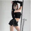 Skirts Sexy Girl V-shaped Design Low Waist PU Leather Skirt For Women Spring Summer Retro Single Split Wrap The Buttocks 2023