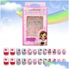 False Nails 24Pcs/Set Cartoon Style Kids Fake Detachable Fl Er Press Stick On Decor Children Gift Drop Delivery Health Beauty Nail Ar Dhlaw