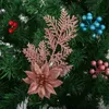 Decorative Flowers & Wreaths 5pcs Artificial Gold Silver Pine Plants Branches Wedding Home Party Decorations DIY Christmas Tree Handmade Cra