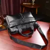 Porte-documents de luxe en cuir véritable de vache pour hommes d'affaires, sac à bandoulière, fourre-tout pour ordinateur