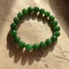 Strand Round Green Hetian Jades Bracelet / Natural Jaspers Gem Stone Jewelry For Woman Gift Wholesale !