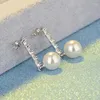 Orecchini a bottone Moda Donna Argento 925 Orecchino ad ago Ciondolo lungo Fiocco di neve Zirconia Perla Gioielli Regalo di Natale