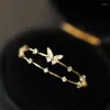 Обручальные кольца деликатная милая бабочка для женской девочки двойная полоса группа скинни кольцо стразы Минимальный баг.