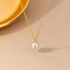 Chains La Monada Women's Necklace 925 Silver Woman On Neck Synthesis Pearl Pendant Jewelry For Women Girl