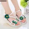 Sandalen Kinderbloemplatform Sandalen Princess schoenen voor meisjes Tiener Koreaanse Open Toed Beach Sandals Shoe 6 8 10 12 jaar oud Z0225