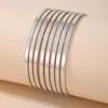 Bangle 8pcs/set eenvoudige gladde paar sieraden zilveren kleur mode gewoon roestvrijstalen armbanden armbanden set voor mannen vrouwen aanwezig