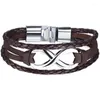 Charm Bracelets Retro Multilayer Leather Braided Figure 8 Bracelet Men's Fashion Hip Hop Punk Jewelry Accessories Party Gifts
