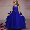 Robes de fille traînant des robes de demoiselle d'honneur de fleur robe de princesse élégante pour les filles enfants noël longue robe de mariée de fête vêtements pour enfants