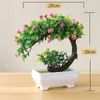 Dekorativa blommor 1st Artificial Bonsai Small Simulation Plants Tree Pot Fake Potted Ornament for Home Decoration Garden Decor