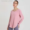 Designer Höst och vinter Lös Yogadräkt Långärmad Löpträning Sporttopp Dam Button Cover-up Fitness T-shirt Blus Lululemens Damer