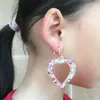 Dos boucles d'oreilles UJBOX paillettes amour coeur Sequin résine vis Clip sur pour femmes filles pas de Piercing bijoux cadeau