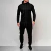 Survêtements pour hommes 2 pièces ensembles survêtement hommes marque automne hiver sweat à capuche cordon pantalon mâle rayure patchwork sweats à capuche bigsweety 230227