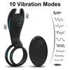 Cockrings Vibrating Penis Ring with Remote Control for Men Couples Dual Cock Delay Ejaculation Cockring Clit Stimulator Sex Toys 230227