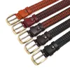 Belts Men Genuine Leather Braided Belts Webbing High Quality Hand Vintage Belts for Men Gold Pin Buckle Casual for Jeans Strap HQ212 Z0228