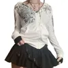 Damesjacks Xingqing Fairycore Coat 2000s esthetische vrouwen grunge grafische afdruk lange mouw jas met strass rits ritssluiting top streetwear 230227