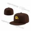 2023 Men's Baseball Full Closed Caps Summer Gold Letter Bone Men Women Brown Color All 32 Teams Casual Sport Flat Fitted hats " SD " " San Diego Mix Colors F27-046