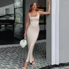 Vestidos casuais cetim escorregadio mangas maxi vestido mulheres 2023 y2k verão bodycon elegante roupas sexy