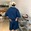 Männer Casual Hemden Sommer Männer Sets 2PCS Denim Hemd Shorts Koreanische Streetwear Fashion Lose Kurzarm Jeans Männlich TrainingsanzügeMen's