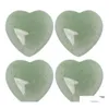 car dvr Stone Heart Shaped Natural Green Quartz Gemstone Crystal Healing Chakra Reiki Craft Fun Toys 20X6Mm Drop Delivery Jewelry Dhcba