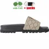 Storlek 36-48 Designers Tofflor För män Kvinnor Blommor Slides Kvinna Flats Plattform Sandaler Gummi Brokad Gear Sula Mule Flip Flops Beach Causal Skor Loafers Sliders