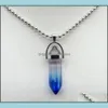 car dvr Pendant Necklaces Hexagonal Colorf Transparent Glass Crystal Stone Jewelry Making Necklace Accessories Drop Delivery Pendants Dh4Qn