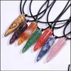 Auto DVR Hanger Kettingen Fashion Sier Gold Ploated Healing Crystal Necklace Opal Turquoise Natuursteen Pink Kwarts Chakra Sieraden Drop del Dhdpl