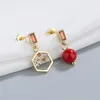 Stud Earrings Asymmetrical Small Women's Simple Special Red Crystal Cherry Geometric Pendant Earring
