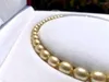 Chains ! 8-11mm Natural Cultuded Pearl Necklace Women Jewelry Light Golden Real