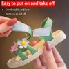 Sandaler Summer Girls Sandaler Flower Simple Cute Pink Green Children Sandaler Toddler Baby Soft Casual School Girl Shoes Z0225