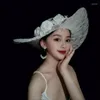 Headpieces Wedding Hat Woman White Black Red Lace Sombreros Boda Accessories Chapeau de Ceremonie Mariage Femme 2023