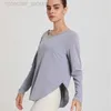 Designer Höst och vinter Lös Yogadräkt Långärmad Löpträning Sporttopp Dam Button Cover-up Fitness T-shirt Blus Lululemens Damer