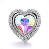 Car DVR Clasps Hooks Colorf Heart Rhinestone Fortener 18mm Snap Clasp Sier Color Color Lover Charms for Snaps Guff Dhpn5