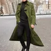 Giacche da uomo Cappotto Trench maschile Cappotto lungo Parka Doppiopetto Giacca a vento con risvolto Giacca da uomo stile occidentale Esercito all'aperto