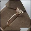 Wedding Rings Oval Cut Solitaire Ring Rose Gold Den Crystal Stone For Women Party Cool Jewelry Gift Wholesaleweddingwe Drop Delivery Dh9Qe