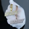 Kedjor 2023 Högkvalitativ Iced Out Bling 5A Cubic Zirconia CZ Inledande bokstav Lojalitet Charm Pendant Halsband Hip Hop Men Boy Rock Jewelry