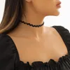 Choker Salircon Gothic Simple Wave Shape Black Elastic Band For Women Sexy Hip Hop Rock Short Collar Necklace Trend Jewelry