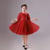 Flickans klänningar 2023 Baby Girl New Year Red Dress Toddler Dop Princess Ball Gown 1st Birthday Dresses Spädbarn Lysta Big Bow Vestido