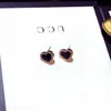 Boucles d'oreilles coeur en argent sterling 925 pour les femmes 18K or rose brillant cristal boucles d'oreilles bijoux pour la fête X5Cb #