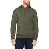 Herrtröjor avslappnad justerbar tröja fast färg dragsko utkläder frampåse fickor pullover fleece hoodie tröjor