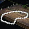 Chains Charming Round South Sea 9-10mm White Black Pearl Necklace 925s