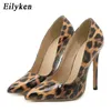 Klänningskor Eilyeken Runway Style Leopard Print Women Pumps Sexig Point Toe Stiletto High Heels Party Comfort Female Shoesl230227
