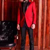 Costumes pour hommes Blazer Ensembles Costume de mariage rouge pour hommes 2 pièces Slim Ajusté Veste Homme Simple Boutonnage Marié Tuxedo Beau Gentleman