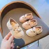 First Walkers Baby Prewalker Shoes Spring Autumn 0-2Y Kids Girls Leather Shoes with Bow Pearls Beading Princess Cute Soft Children Flats 230227