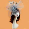 Headpieces Vintage Bridal Flower Feather Hats Elegant Wedding Accessories Bride Net White Fascinator Kvinnors formella tillfälle